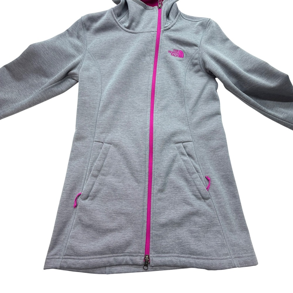 The North Face Agave Full Zip Fleece Hoodie Jacket Womens S Grey Pink - Picture 4 of 16